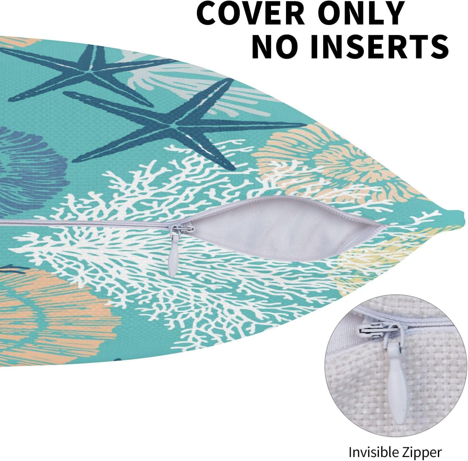 Coastal Beach Throw Pillow Covers Ocean Seashell Coral Starfish Lumbar Pillow Cover 12x20 Inch Set of 2 Nautical Coastal Pillowcase Rectangle Cushion Cases for Home Bed Sofa - Image 5