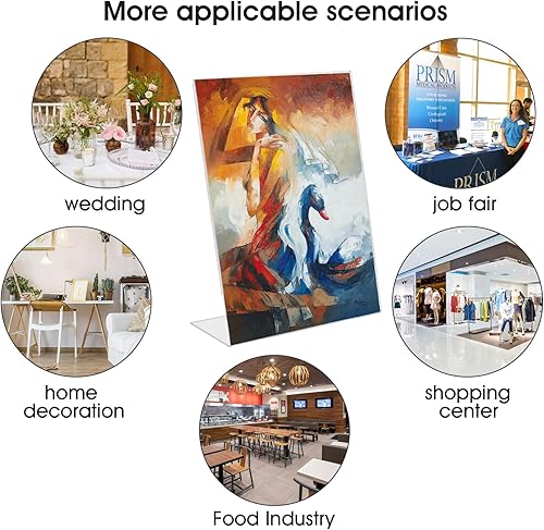 Miniatura 7 de Soporte acrílico para letreros de 8.5 x 11 pulgadas, soporte de letrero acrílico con parte trasera inclinada, soporte de plástico transparente en