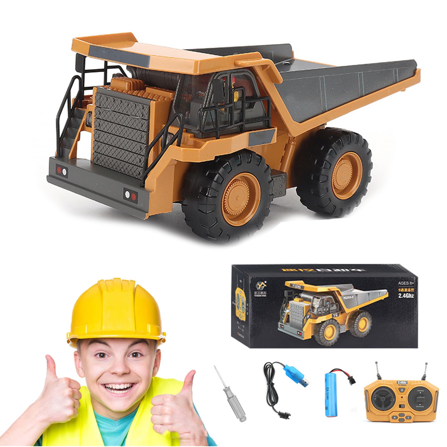Construction Rc, Remote Control Excavator with Cool Lights & Sounds, 2.4ghz Rc Excavator for Adults - Alloy Material, Complete Control over the Construction Site (Type - A)