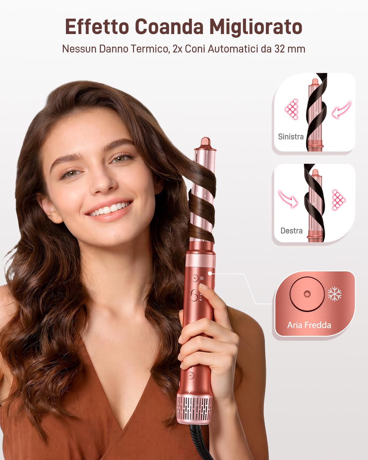 HITTIONA Air Styler 6 in 1 con Borsa Portaoggetti, Spazzola Asciugacapelli Multifunzione, Arricciacapelli Automatico con Effetto Coanda, per Asciugare, Lisciare e Volumizzare, Idea Regalo Donna