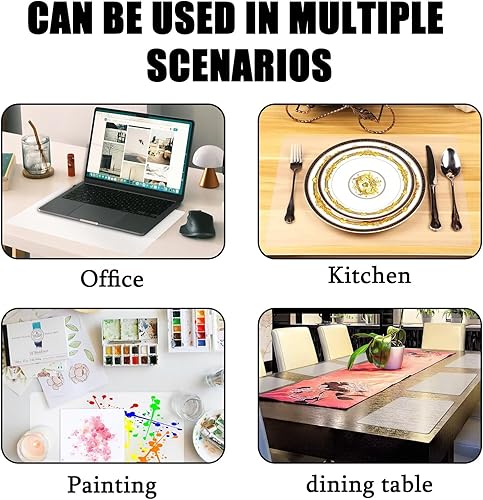 Miniatura 7 de Clear Plastic Placemats Set of 4 - Vinyl Table Protector for Dining, Kitchen, Office, Painting Table, Shelves - Heat Resistant, Crystal Clear,