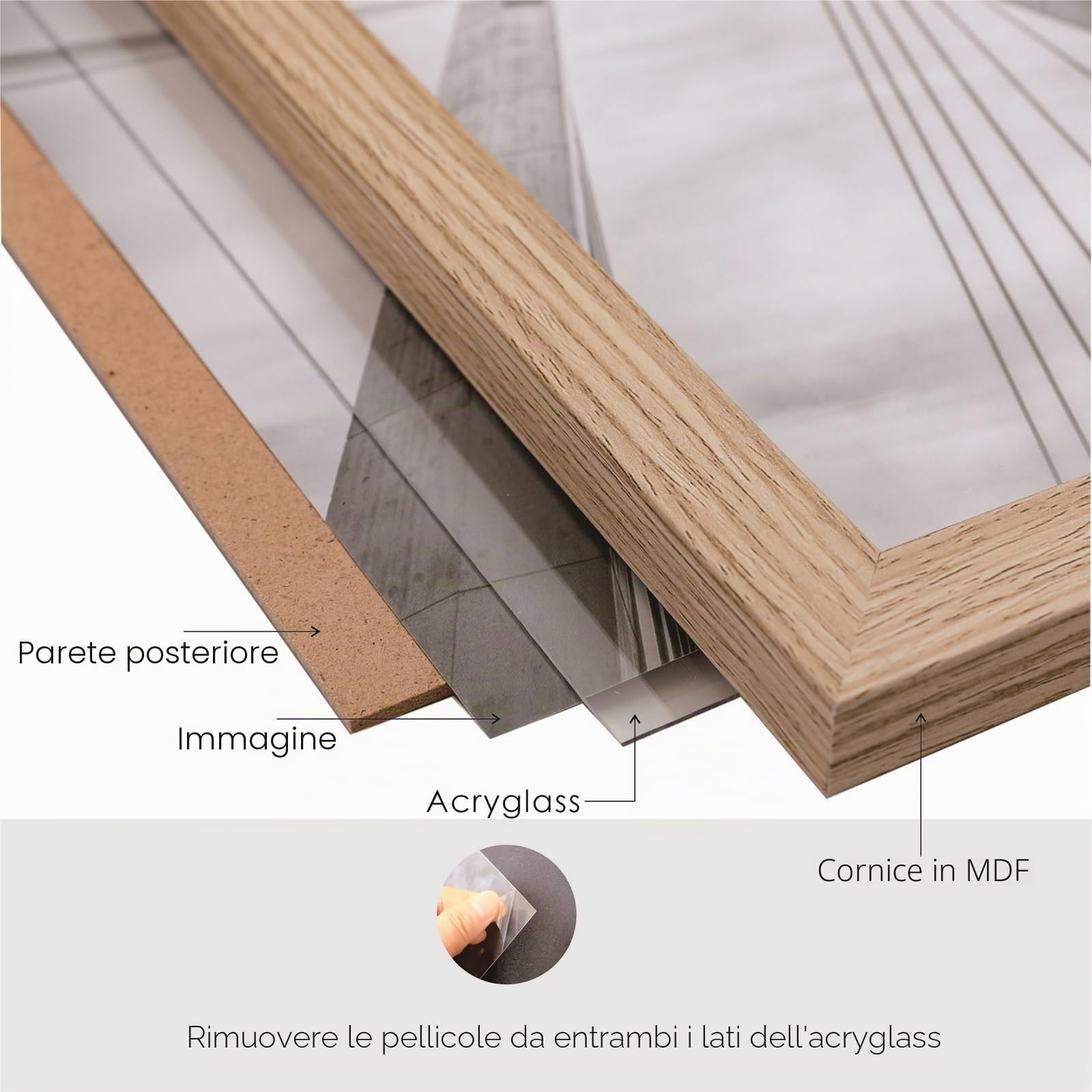 Cornice 30 x 40 cm Legno Naturale con Acrilico - Cornici 30x40 cm Portafoto MDF per Poster, Foto, Puzzle - Set da 3 Pezzi per Parete