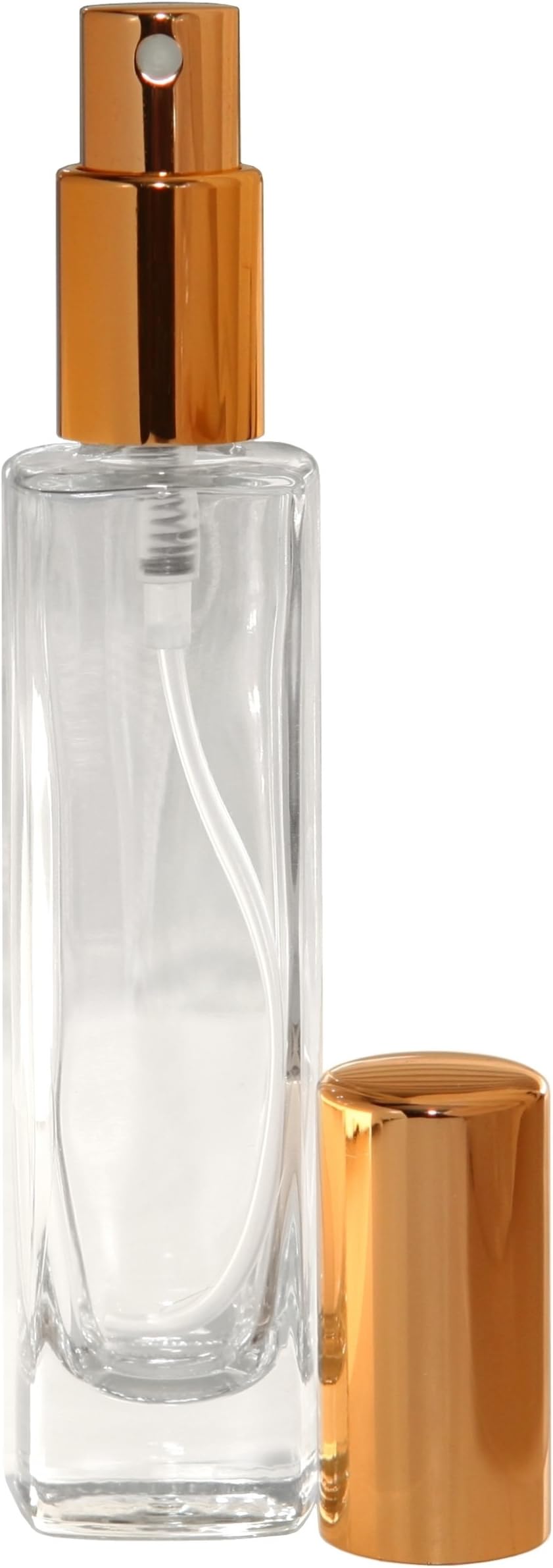 Riverrun Empty Refillable Slim Perfume Cologne Atomizer Slim Glass Bottle Gold Sprayer 1.7 oz 50ml (Set of 2)