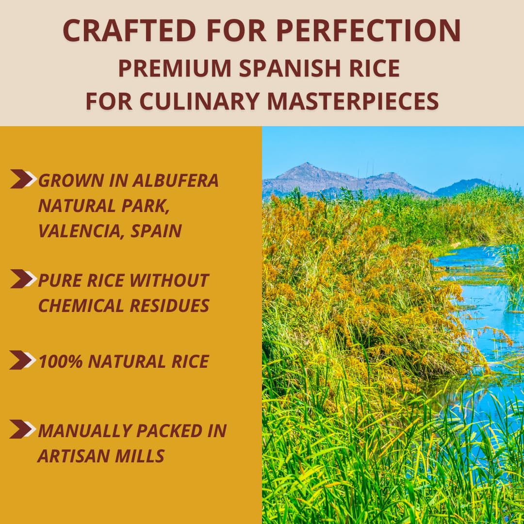 Arroz Tartana Bomba Rice D.O.P., Perfect for Paella, Imported from Valencia, Spain (2.2 Pound Bag)