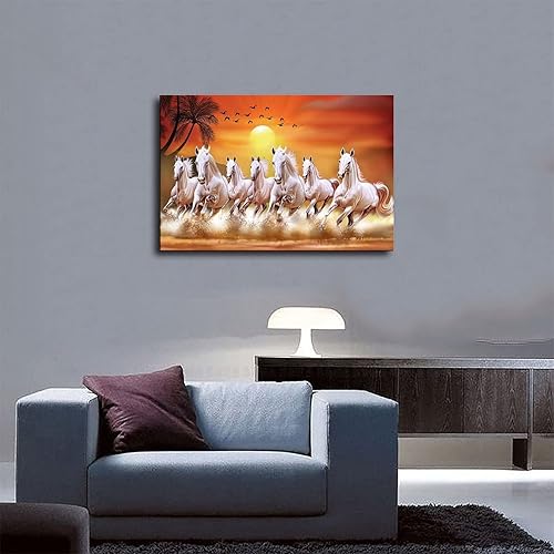 Miniatura 5 de Póster de lienzo con diseño de siete caballos salvajes corriendo de la suerte, pósteres de animales, decoración de dormitorio, paisaje deportivo,