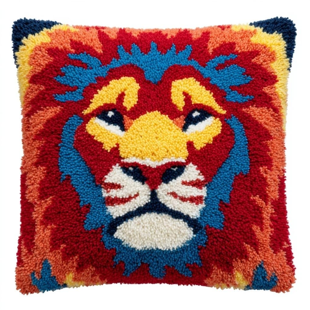 AxiangziK Latch Hook Pillow Kit 17x17in,Cartoon Lion