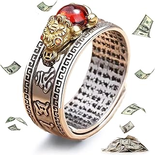 2023 Feng Shui Pixiu Mantra Ring, Anillo Pixiu Feng Shui Ring for Men Women,Ring Adjustable For Wealth And Protection Good Luck Money Amulet, Buddhist Heart Sutra Ring, Copper, No Gemstone