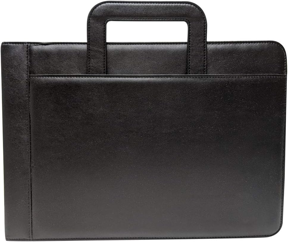 MSP 7 Ring Business Check Portfolio, Business Checkbook Briefcase in PU Leather with Handles, Zip Pockets, 3 Ring Binder, Carry 500 Business Check- Black