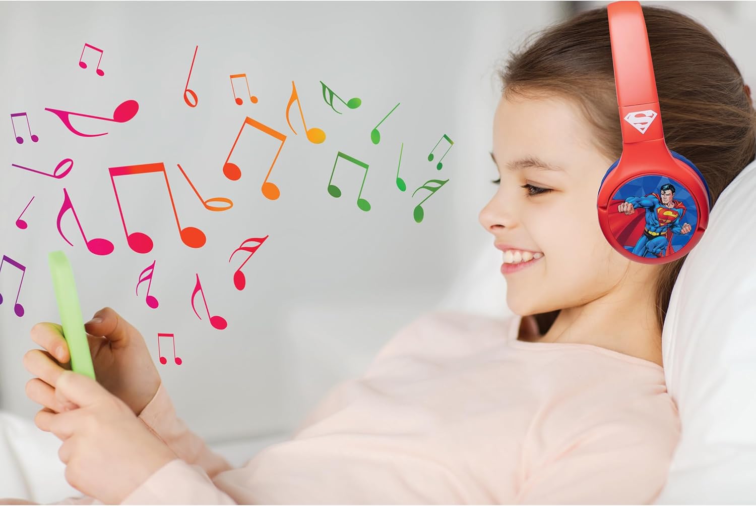 LEXiBOOK - Superman - Kids’ 2-in-1 Bluetooth and Wired Headphones - Stereo, Wireless, Wired, Limited Volume, Foldable, Adjustable, for Boys/Girls, red/Blue, HPBT010SU