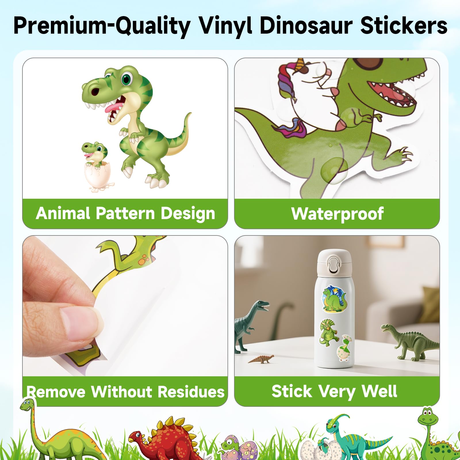 G2PLUS 100PCS Dinosaur Stickers for Children: Fun Waterproof Vinyl Stickers for Kids’ Water Bottles, Classroom Rewards - Image 3