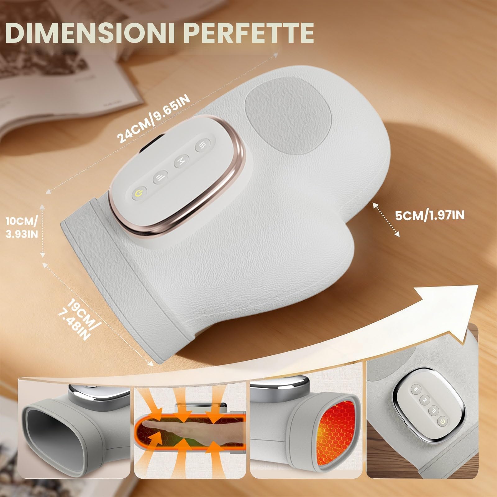 Massaggiatore manuale con compressione e riscaldamento, massaggiatore a mano senza fili USB, 3 modalità massaggiante, massaggiatore a mano, per alleviare artrite, malattie delle mani, regali per