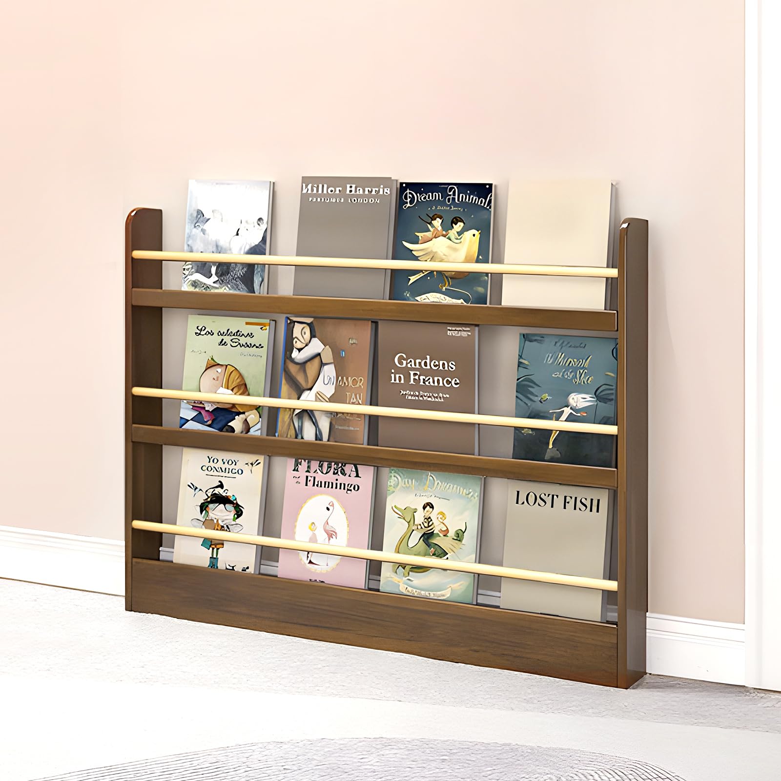 JFOZDM Kids Bookshelf, Book Shelf for Kids Room, 3/4/5/6 Tier Wall Mounted Bookshelf, Space-saving/Anti-dumping, Toy/CD/Book Organizer, Kids Bookcase for Child's Room/Home/Living Room