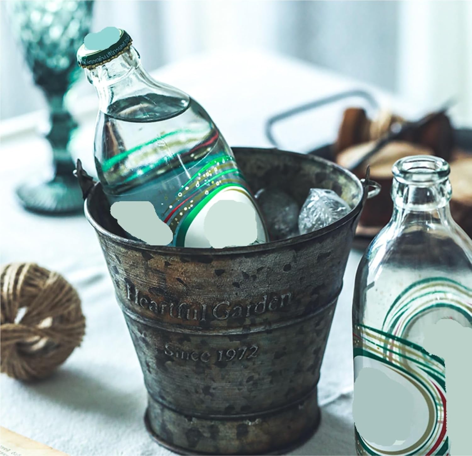 Retro Ice Buckets with Handles Kitchen Ware Barwares Lightweight Portable(10.8x10.5cm)