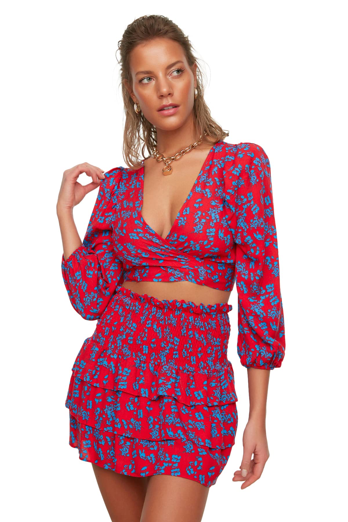 Set Due Pezzi Trendyol Donna, Maglietta Con Slogan E Volant, 100% Cotone - Casual Chic - Foto 7