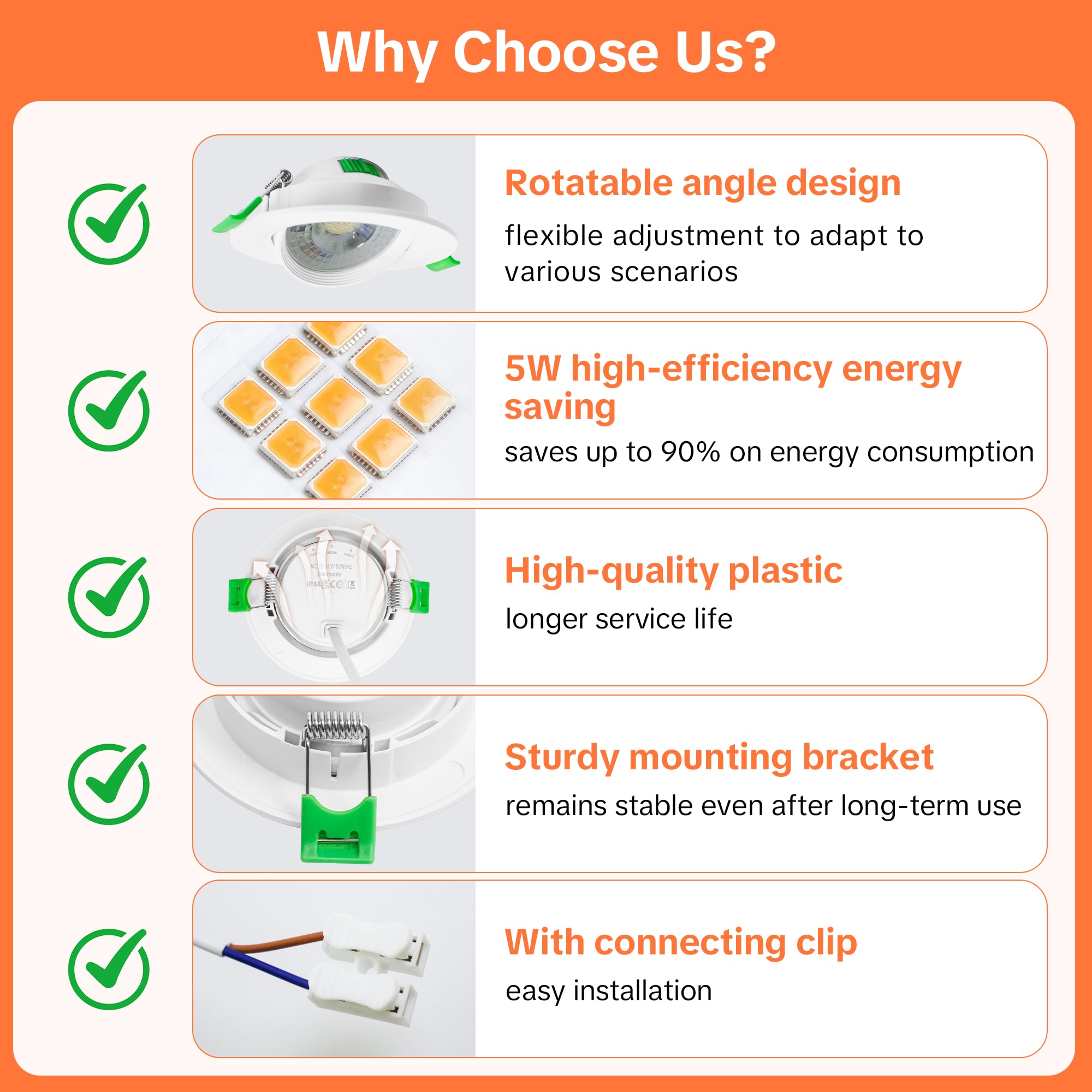 Downlight LED Techo Empotrable Regulable 230V, 5W 500LM Focos LED Interior Techo Rotable Blanco Cálido Blanco Neutro Blanca Frío, IP44 Ojos de Buey Extraplano, Corte 68-80mm, Blanco 3 Pack