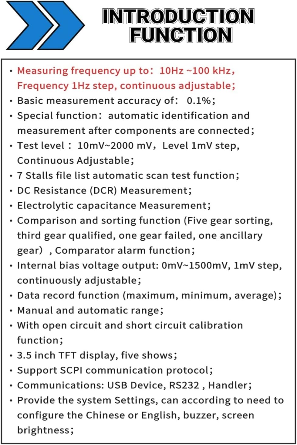 ET45 Series Desktop Digital LCR Bridge（ET4501/ET4502/ET4510） Capacitance Resistance Inductance Measure Bench LCR Meter with 3.5” TFT LCD Screen Measures Capacitance/Resistance(ET4502)
