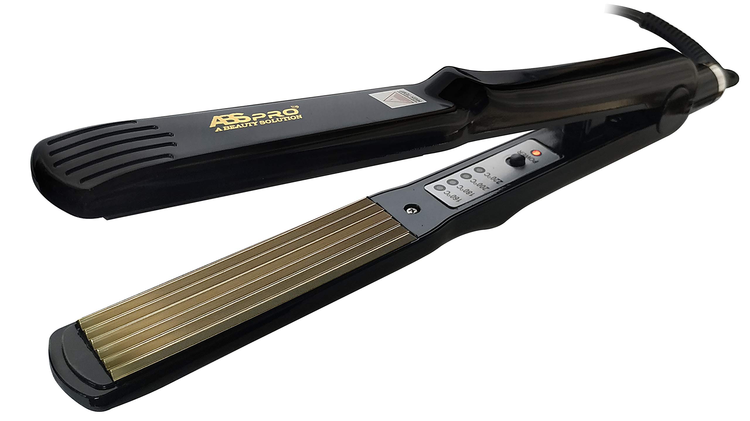 Abs Pro ABS C9+ Professional Feel Neo Tress Hair Crimper Cum Straightener With 4 X Protection Coating Gold Women's Crimping Styler Machine for Hair Saloon, Crimper with temperature control (Black)