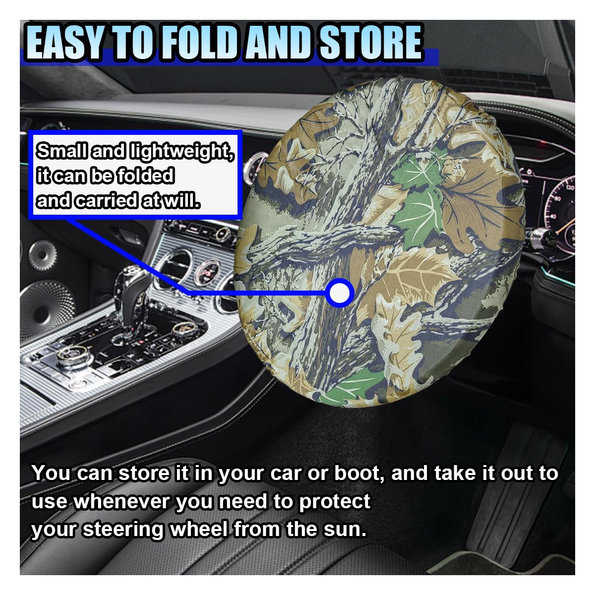 Car Steering Wheel Cover Sun Shade 18 Inch Anti-Heat Sunshade Protector Cover Waterproof Steering Wheel Covers Sun Block — view 6
