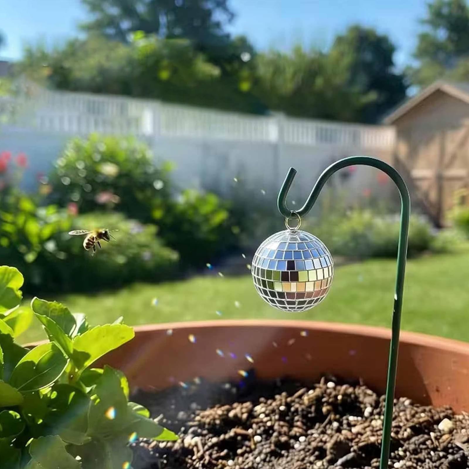 10Pcs Solar-Powered Disco Balls Garden Stakes (1.2in)