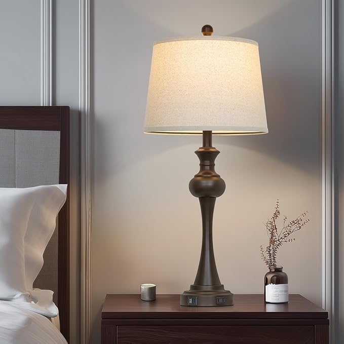 Lámparas de Mesa Brown CINSARY, Set de 2, con USB y Toque Dimmable miniatura 5