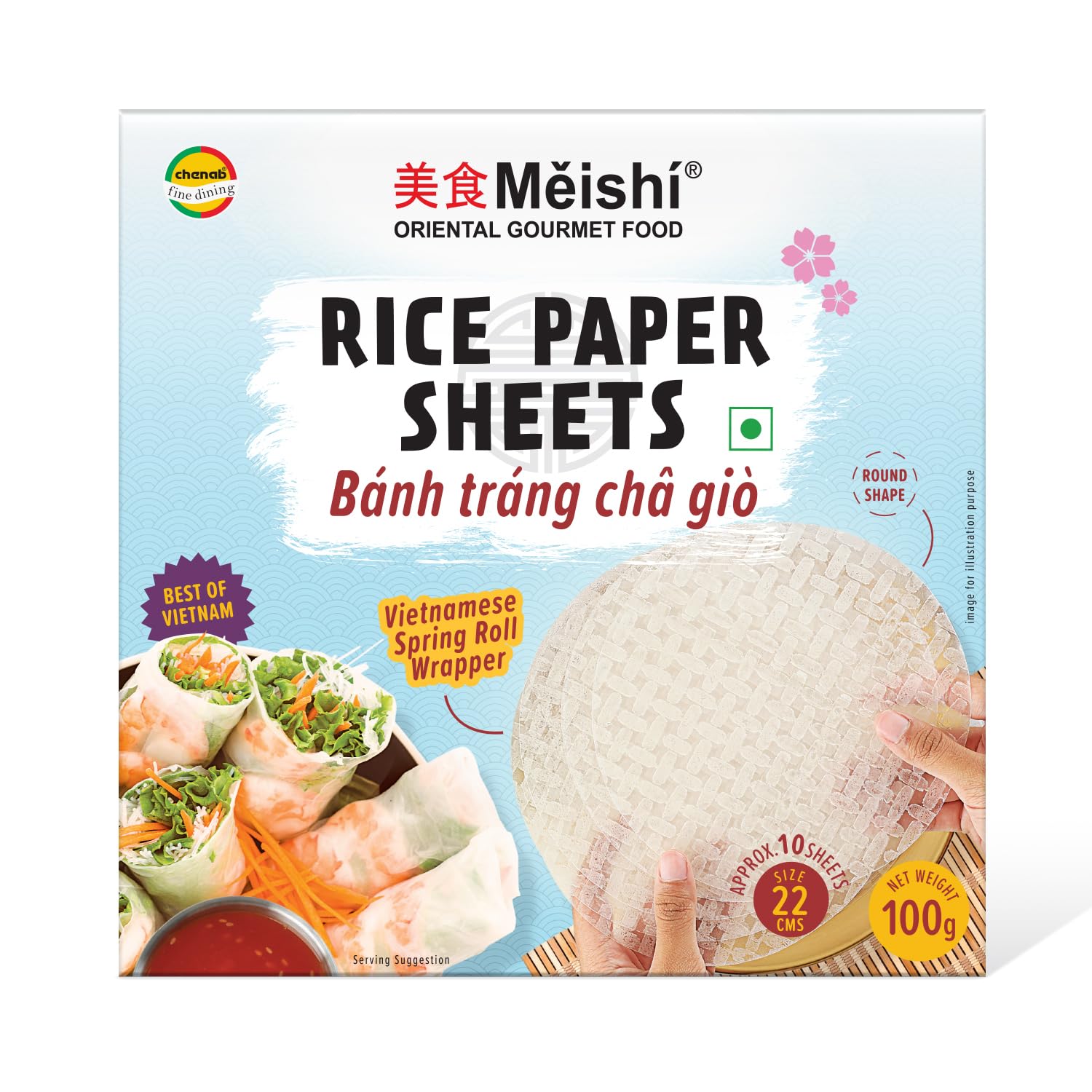 Meishi Vietnamese Gluten Free Spring Rice Paper Roll | 100g | 22 cm | Edible Rice Paper Sheets | Spring roll Wrapper-image-36