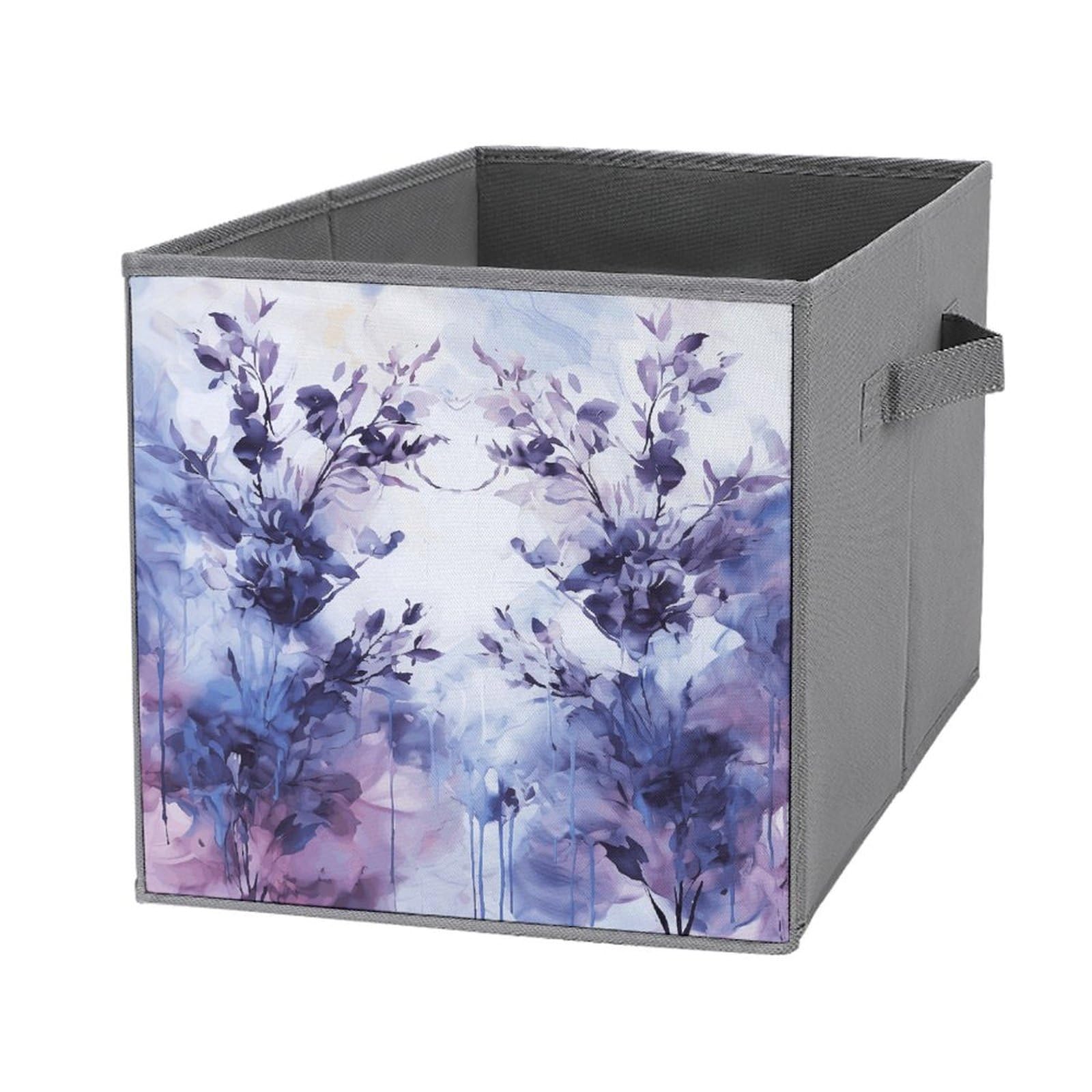 Bacs de rangement pliables lavande avec motif peinture abstraite et poignée renforcée
