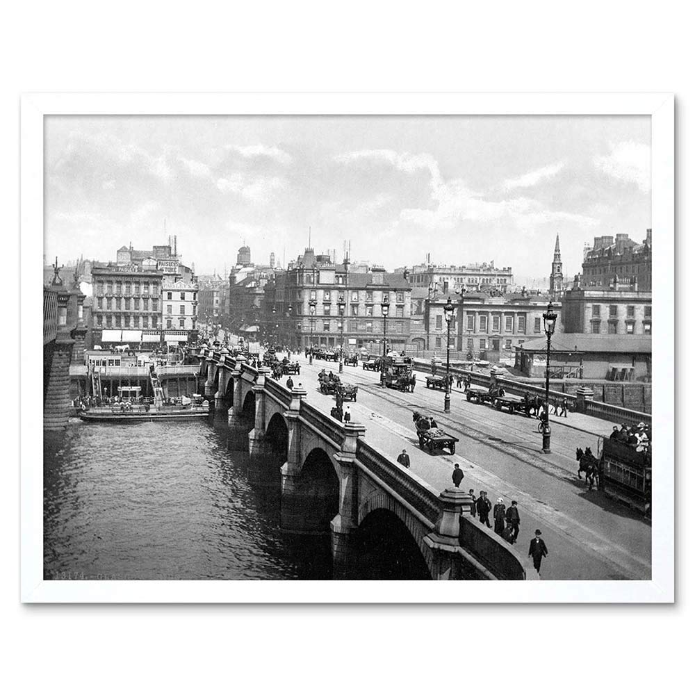 Wee Blue Coo Glasgow The Bridge Scotland Vintage History Old BW Art Print Framed Poster Wall Decor 12X16 Inch