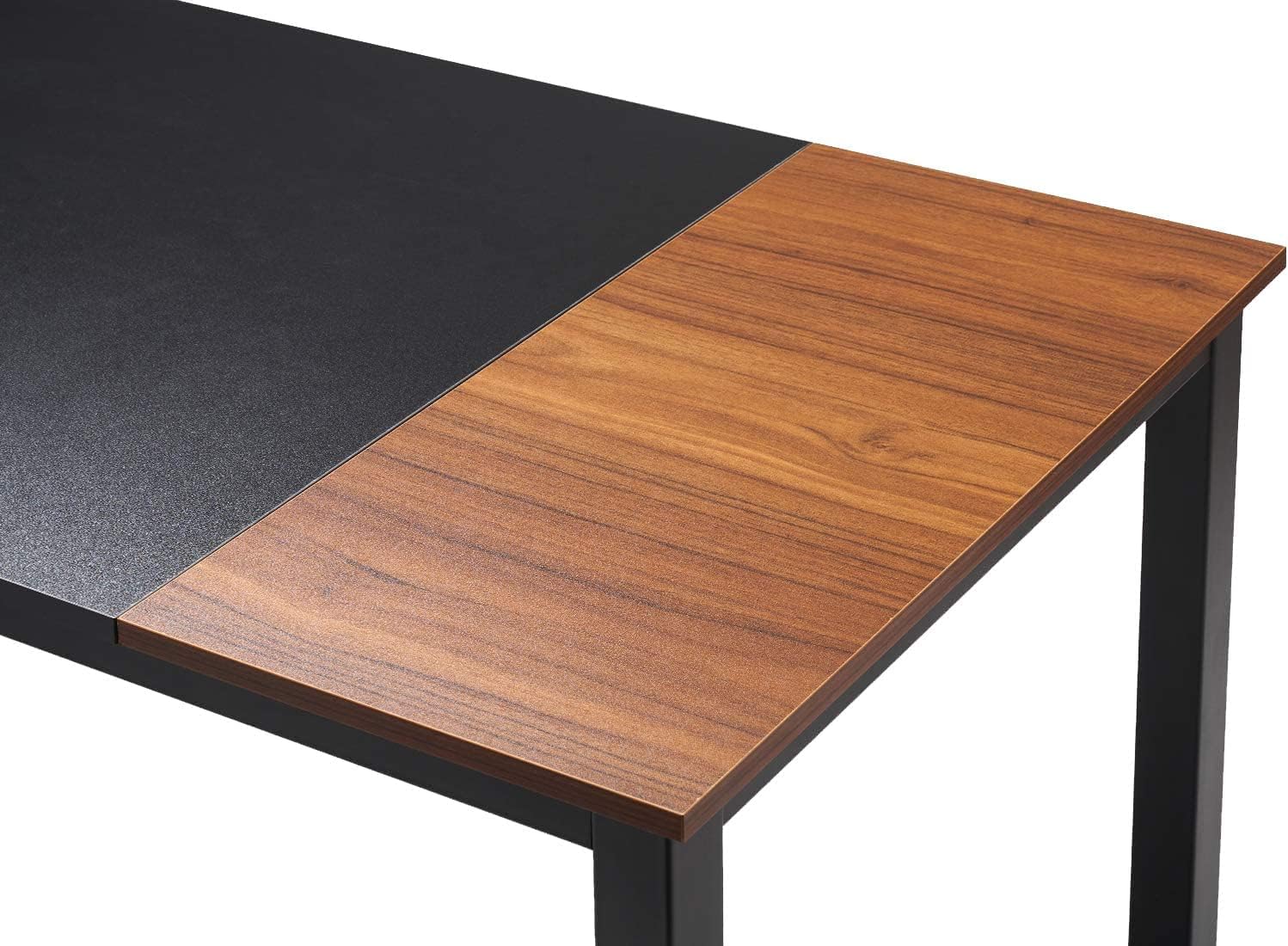 YAKEY Computer Desk, Home Office Study Table Writing Small Desk 47", Workstation PC Desk with Monitor Stand, Storage Bag and Headphone Hook, Black Metal Frame, Modern Simple Style