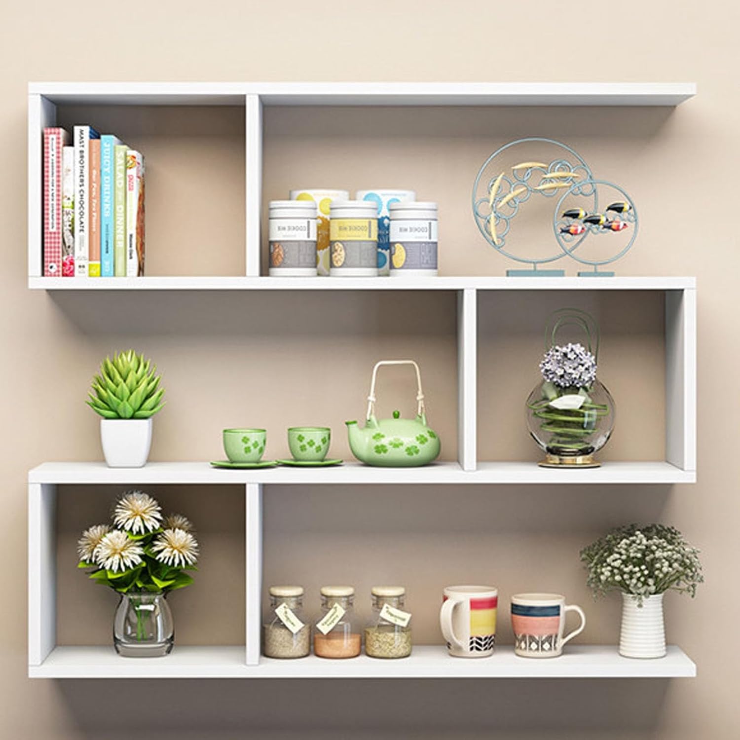 Wall Cabinet with Doors and Shelves, Wall Mounted Kitchen Cabinets Storage, Wall Mount Cabinets for Bathroom Living Room Office, Wall Cabinets for Storage with Doors,B-120 * 25 * 20/39.4 * 9.8