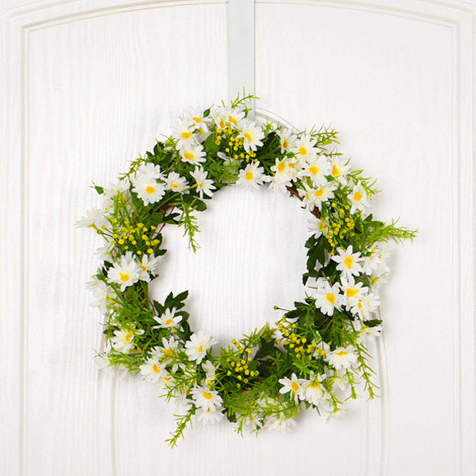 LIU- Künstliche Weiße Daisy Kranz Lebendig Frühling Sommer Front Tür Kranz Für Home Bauernhaus Indoor Und Outdoor Urlaub Party Dekoration