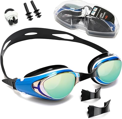 iGym Gafas de natación de corta vista, gafas de natación ópticas para miope, antivaho con protección UV, hebilla ajustable para mujeres y hombres