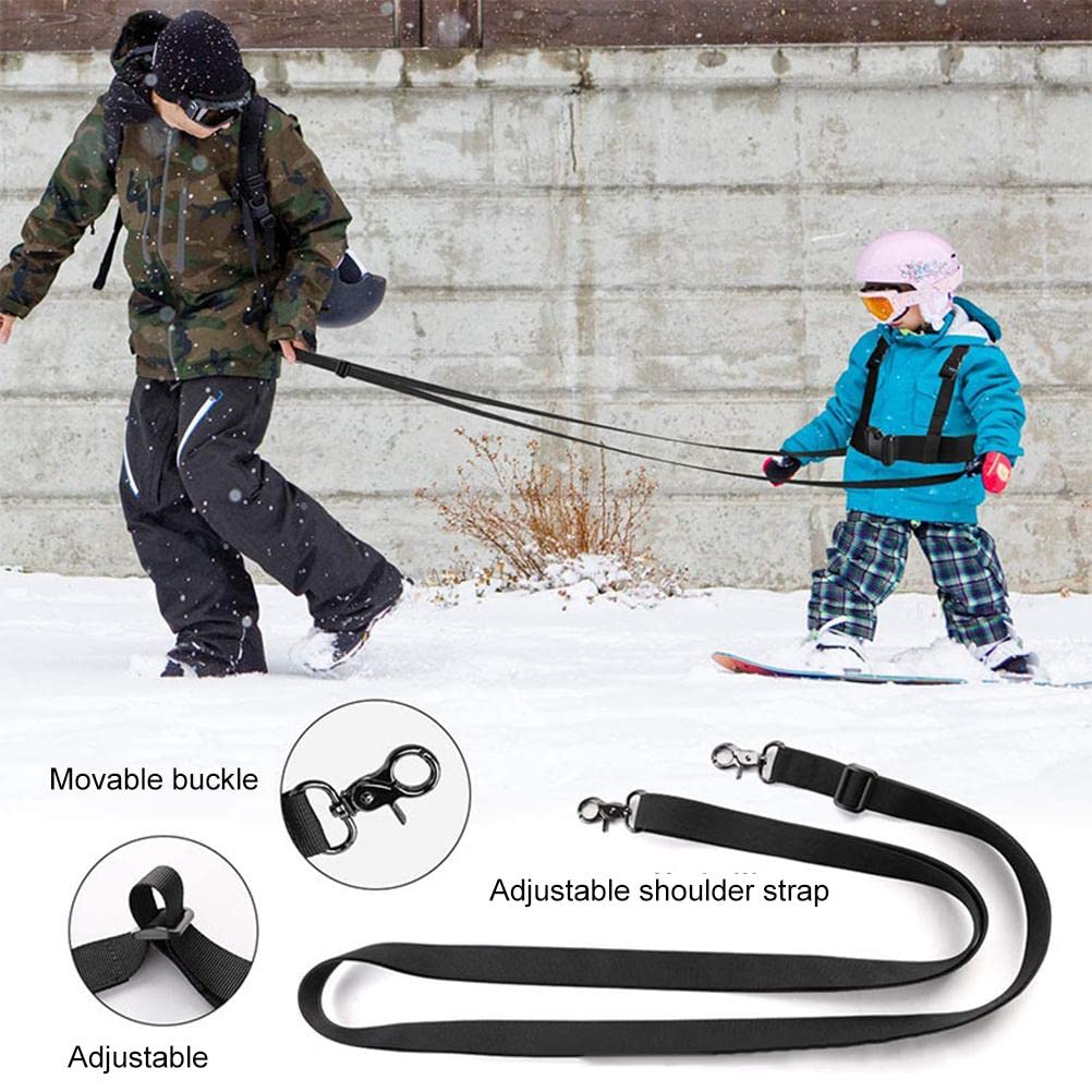 Sangle d'épaule ski enfants - Harnais sécurité le ski - Sangle d'épaule d'entraînement les enfants débutants - Sangle transport réglable le patinage et le snowboard 20.00x15.00x4.00 Noir