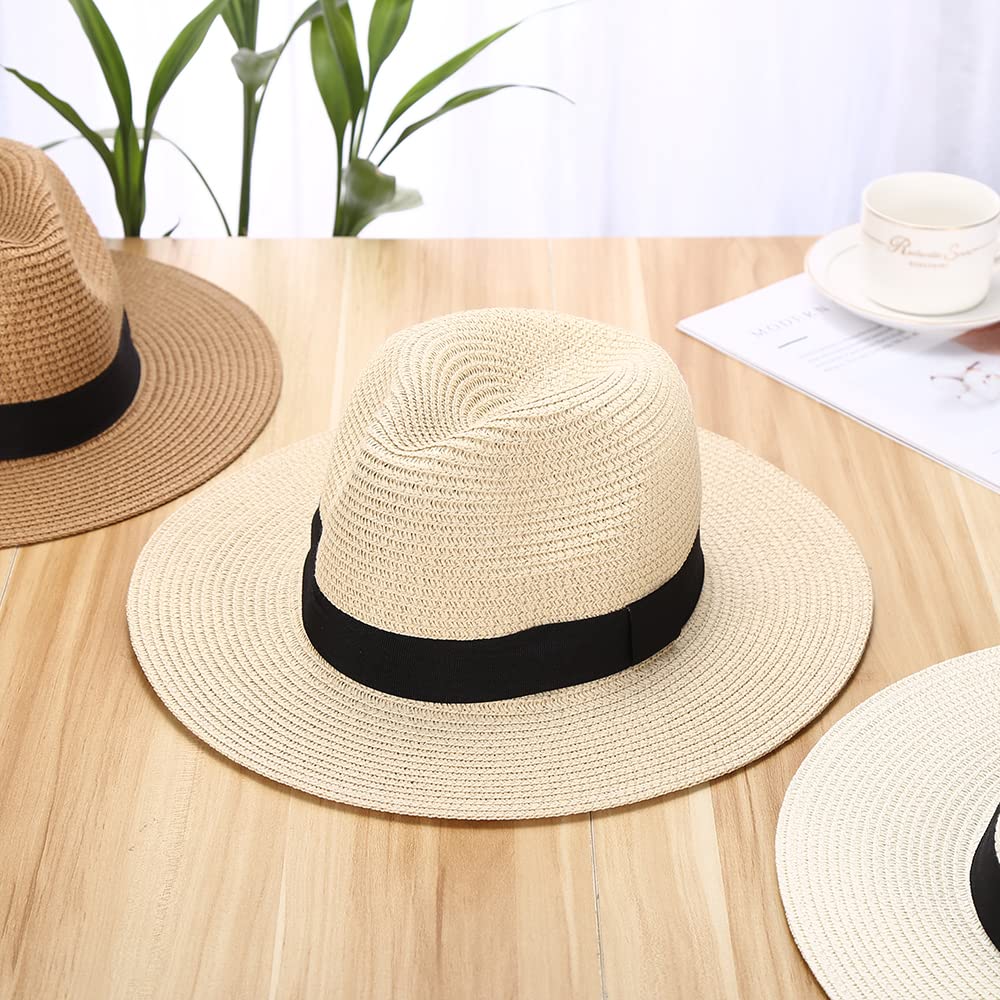 Chapeaux de Soleil Chapeau d'été pour Femmes, Chapeau Large, Bord Large, Paille, Pliable, nœud Papillon, Protection UV
