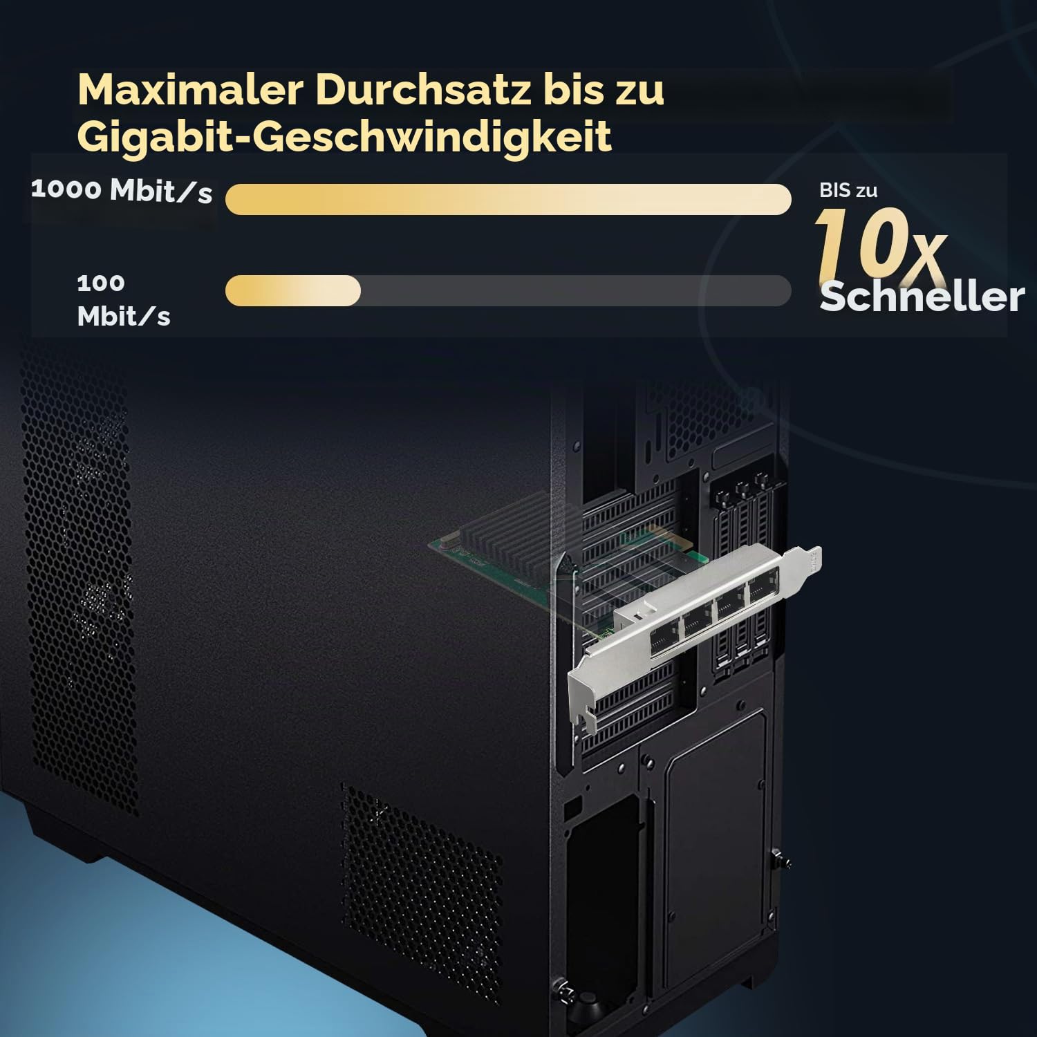 Binardat 4 Port Gigabit PCIe Netzwerk Adapter, Realtek RT8111H Controller 1000/100Mbps Ethernet LAN NIC Karte für Windows/Linux/Mac