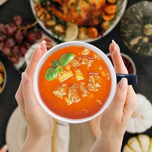 Miniatura 7 de Porcelain Mug 30 OZ, Oversized Soup Cup or Jumbo Mug for Coffee, Oatmeal, Gumbo, Salad, Microwave and Oven Safe, Cool Blue