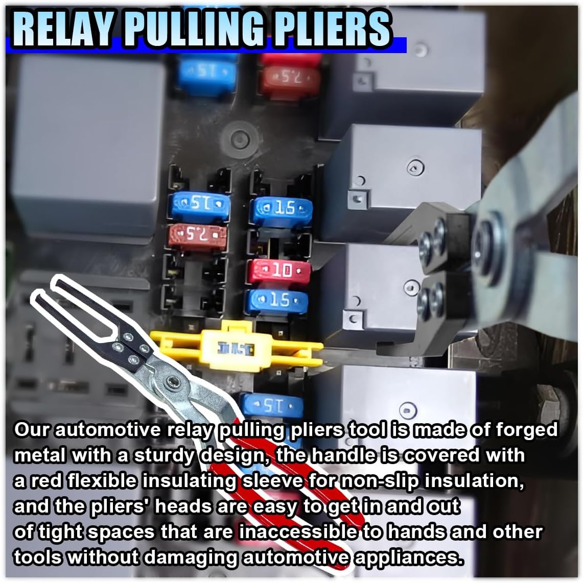 4 Pack Relay Puller Pliers - Fuse Puller Pliers Automotive Relay FMM Fuse Pullers Tool - Universal Electrical Disconnect Plier Car Vehicle Battery Terminal Wiper Remover for Car Truck Boat