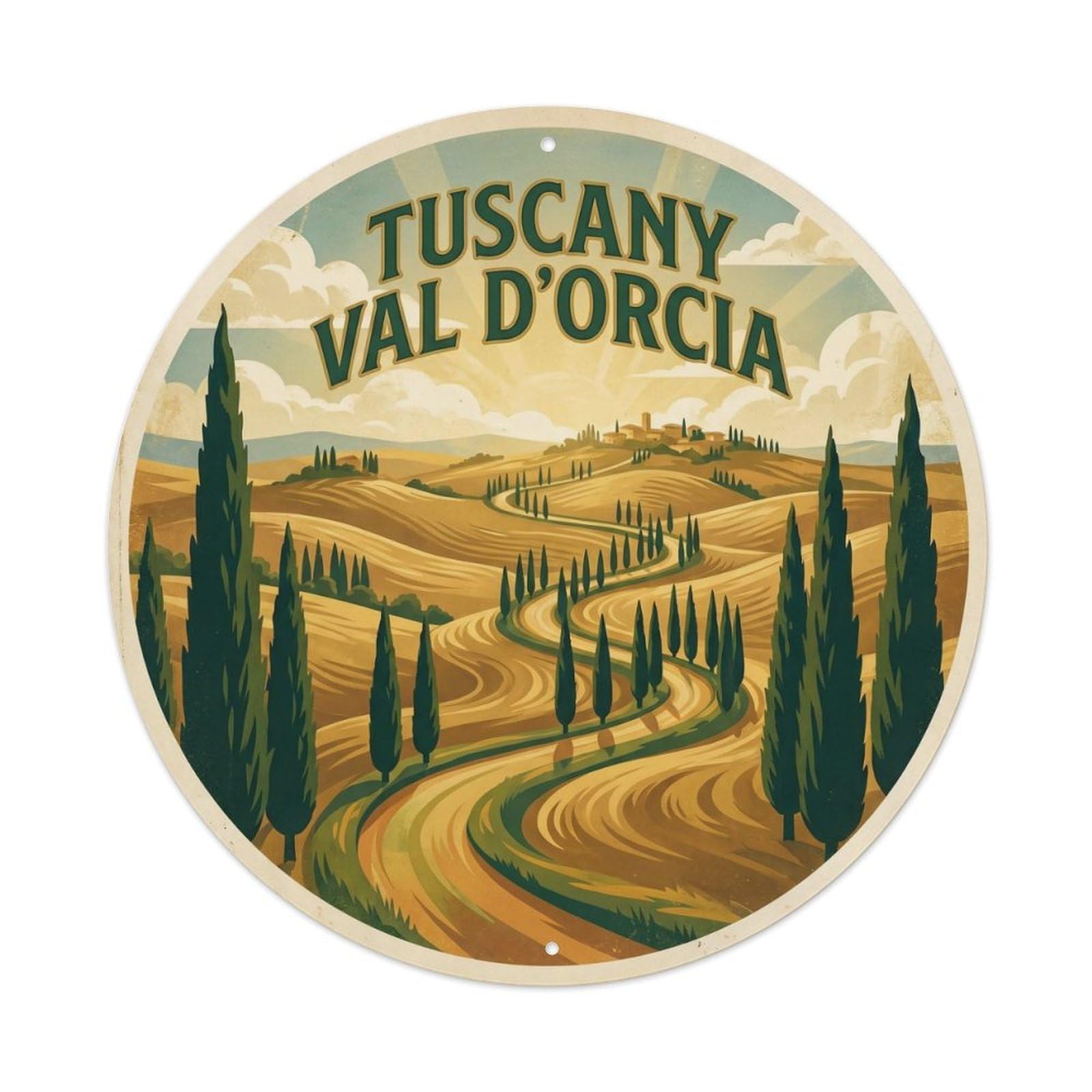 Tuscany Italy Landmark Travel Val Vintage Metal Tin Sign