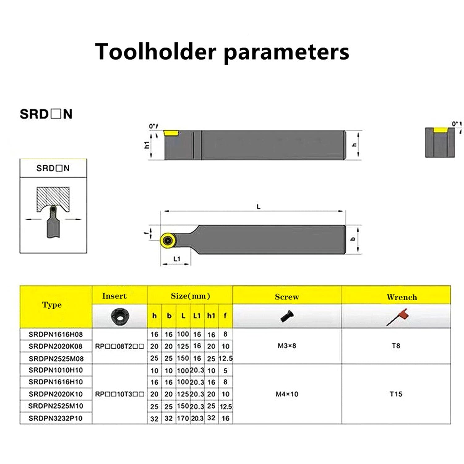 10pcs RPMT10T3 R5 Indexable Carbide Milling Inserts Blade Milling Cutter with 1/2"/12mm SRDPN1212H10Indexable Carbide Milling Tool Holder Metal Lathe Cutting Tools