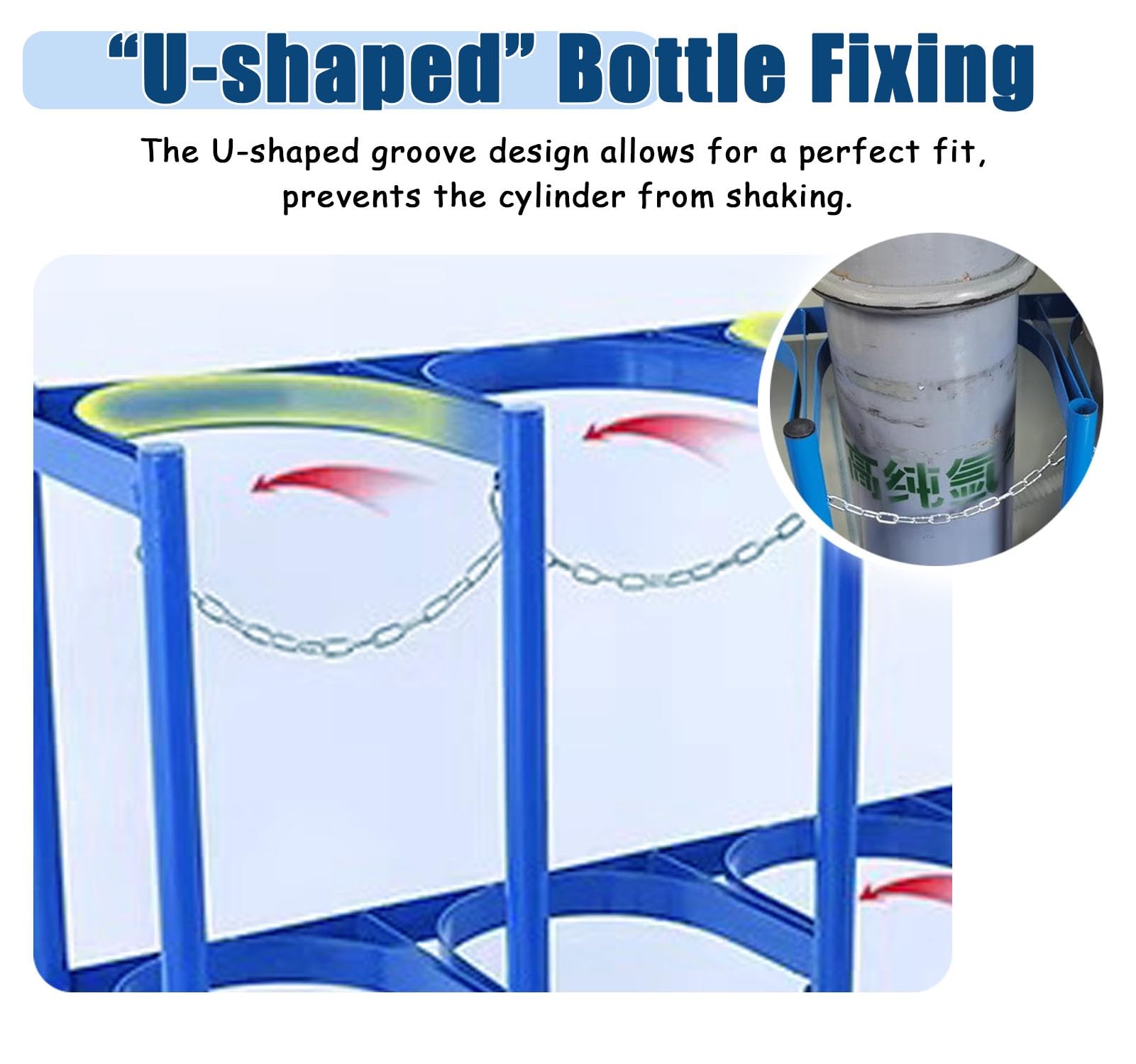 Soporte Bombona Oxigeno Soporte para Dos Cilindros de Oxígeno para Soldar, Soporte para Cilindros de Gas Médico para Almacenar Tanques de Propano de 40 L, Estante Fijo Vertical para Botellas de 100 Cm