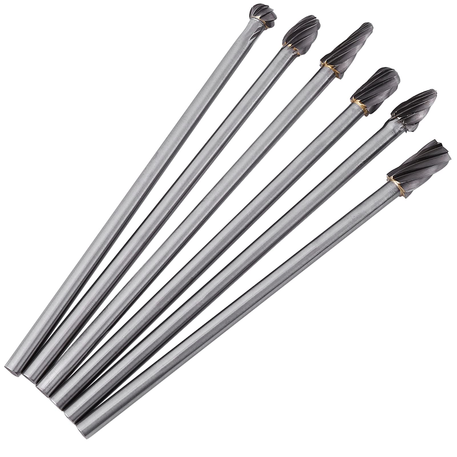 6 Sztuk Aluminiowych Pilników Obrotowych z Węglika Wolframu, Zestaw żaren z Węglików Spiekanych, Metalowy nóż do Drewna, do Rzeźbienia, Kształtowania i Usuwania Ostrych Krawędzi