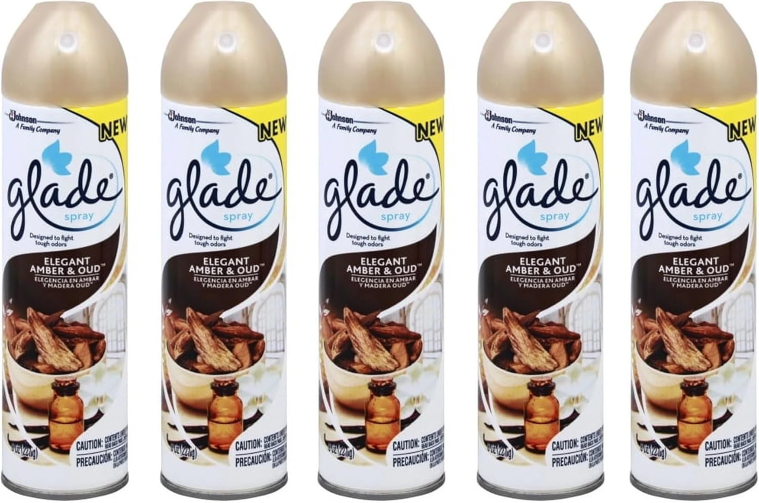 Glade Air freshener Elegant Amber & Oud, 8oz, Pack of 5