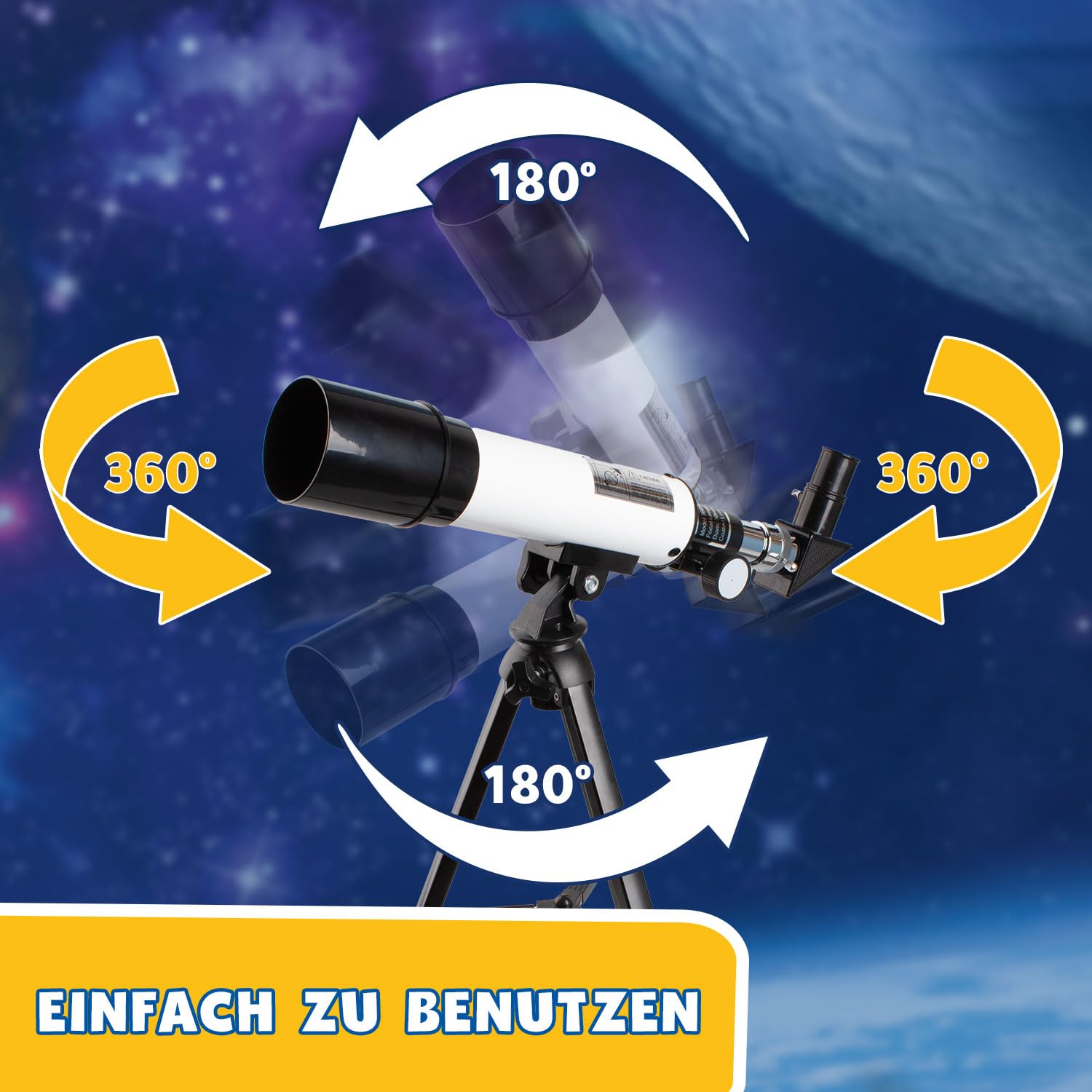 Party town Big Minds - Teleskop Kinder mit Lern-APP | Fernrohr Kinder | Kinder Telescope Astronomy und Terrestrisch | Telescope Astronomy Kinder mit 3 Linsen | Teleskop für Kinder