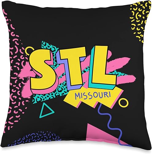 90s Nostalgia 90s Kid St Louis Retro STL Rad Retro St Louis Style STL 90s - Almohada nostálgica de 16 x 16 pulgadas multicolor