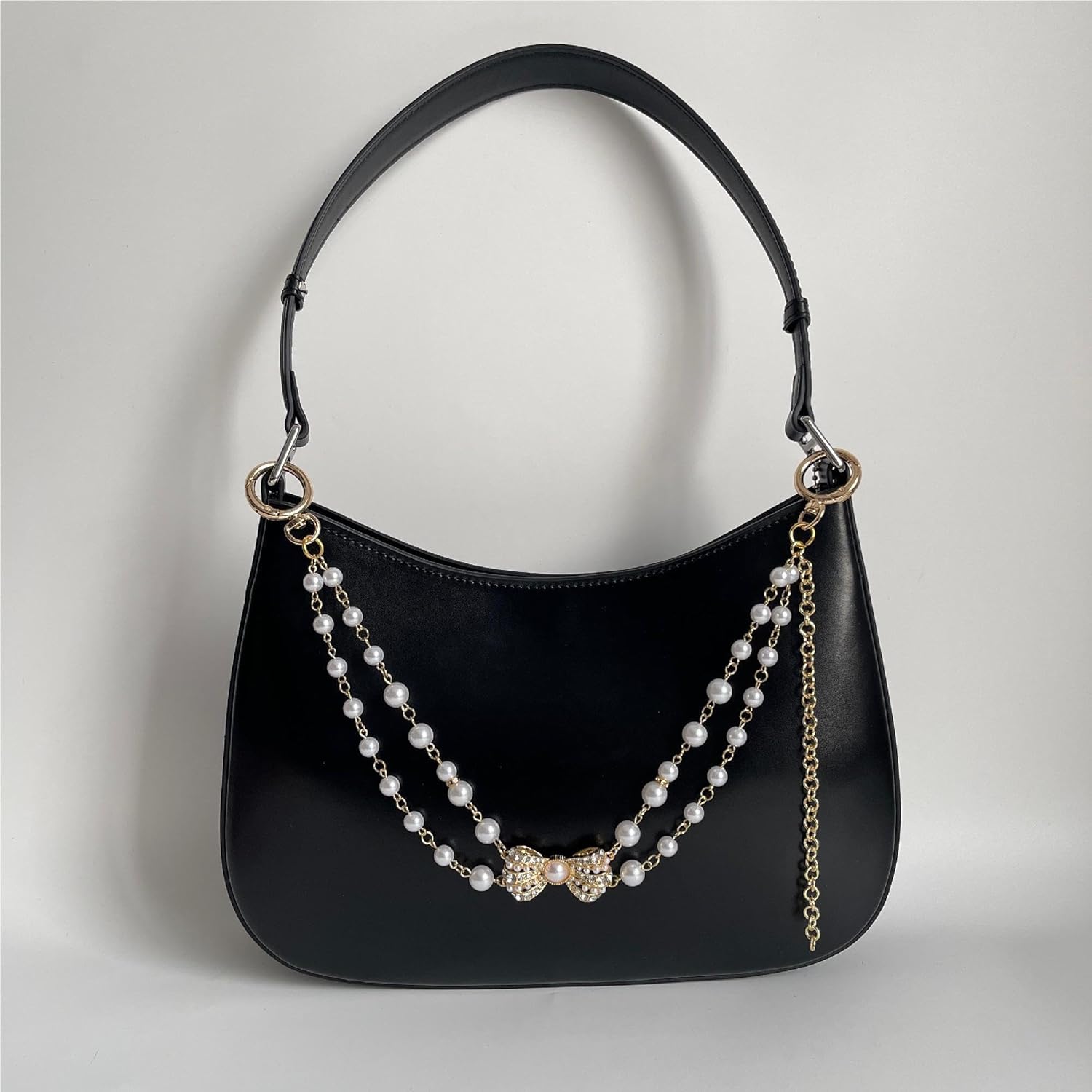 QTMY Pearl Chain Bow Boho Bag Charms Keychain for Handbag Purse Backpack Accessories for Bogg Bag,949 - Image 5