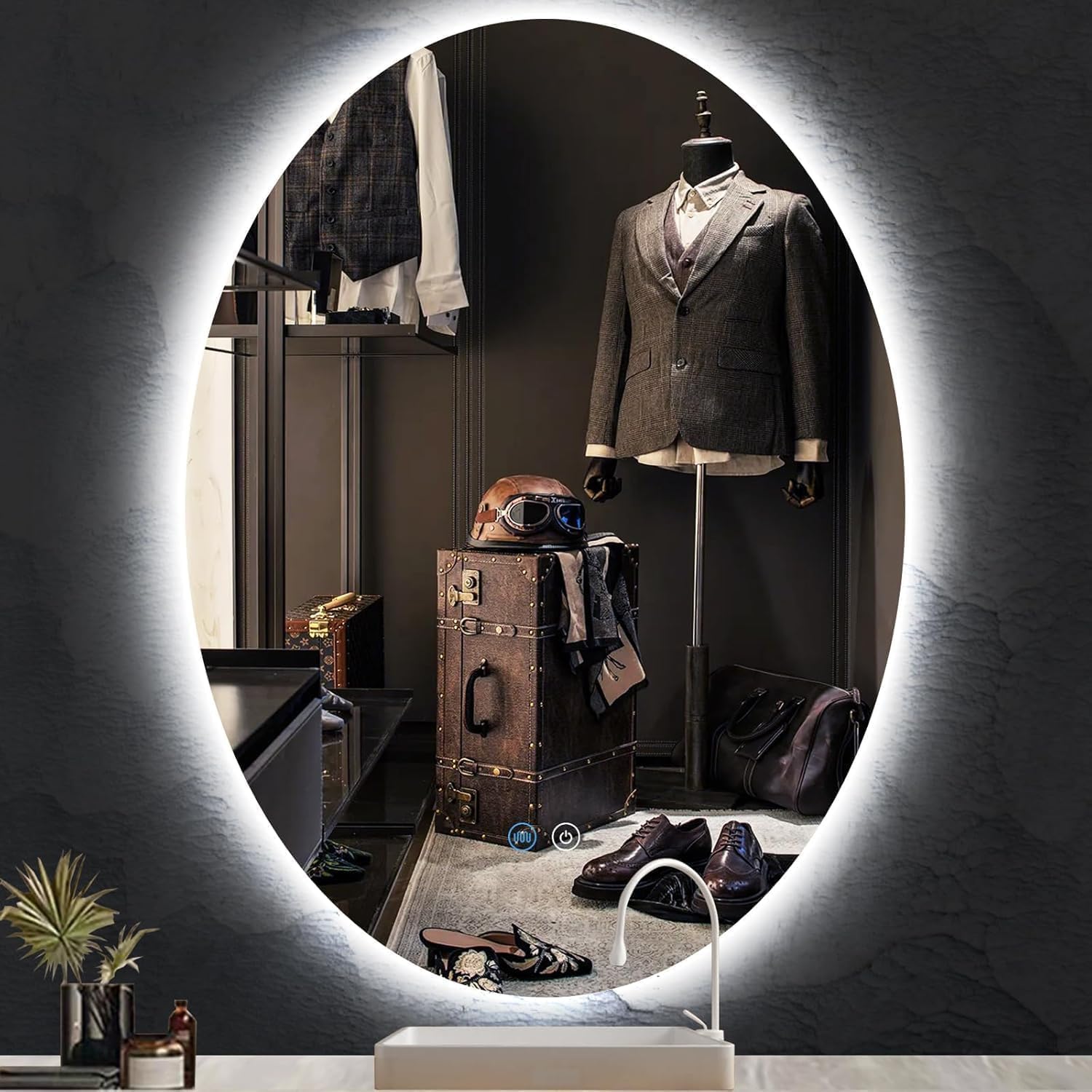 24 x 36 Inch Oval Lighted Vanity Mirror with Lights Frameless Oval Backlit mirror for Bathroom Wall Oval LED Mirror Anti Fog 3 Color Dimmable Backlight 36" Bathroom Oval Smart Light up Mirror