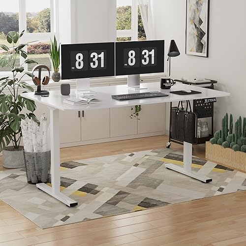 Miniatura 60 de YESHOMY Escritorio eléctrico de pie ajustable en altura, mesa de computadora de 48 pulgadas, estación de trabajo de oficina en casa, patas Pierna