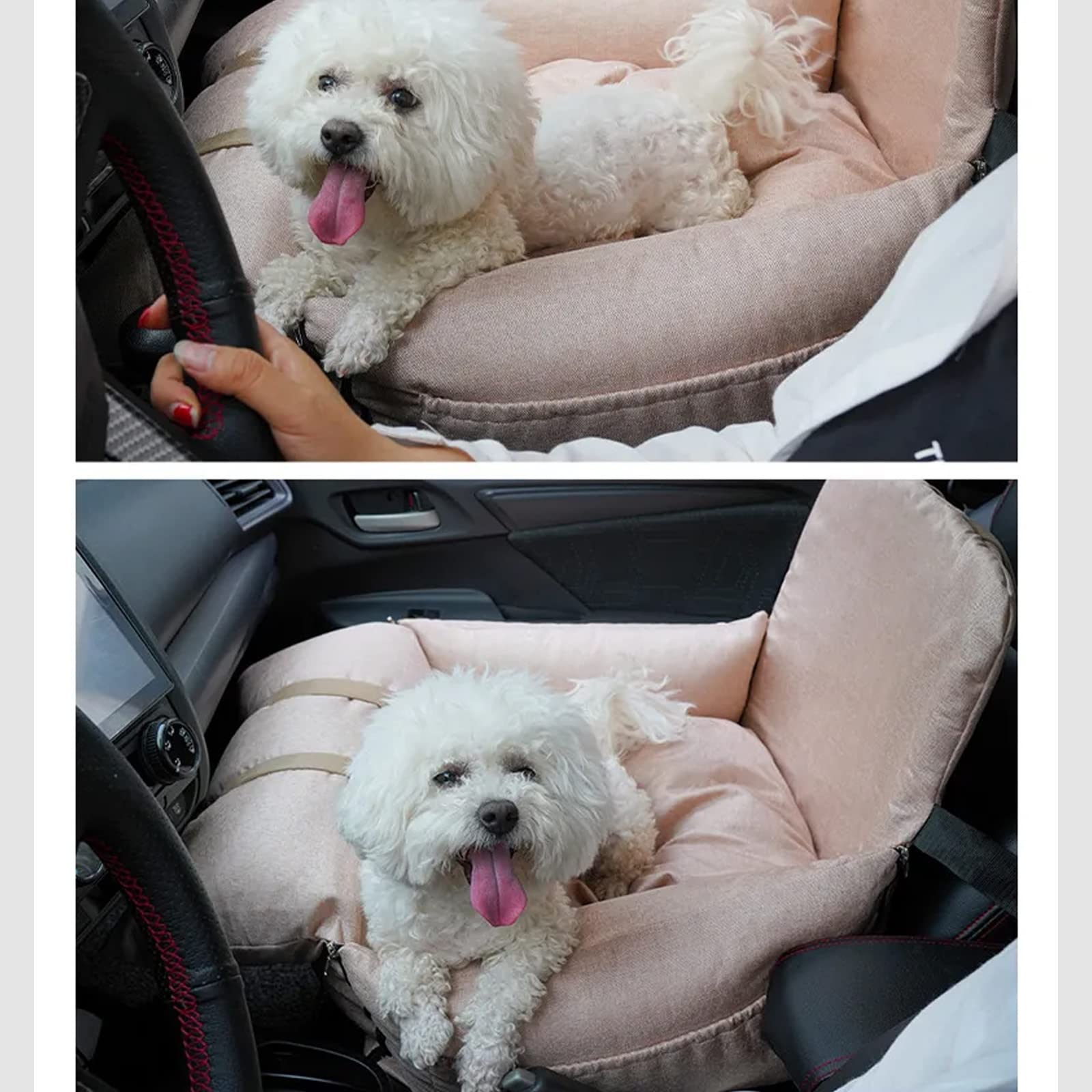 Asiento De Coche para Perro, Asiento Elevador para Cachorro, Portador De Coche De Viaje para Perro con 2 Correas Ajustables para Perro para Arnés De Perro con Cinturones