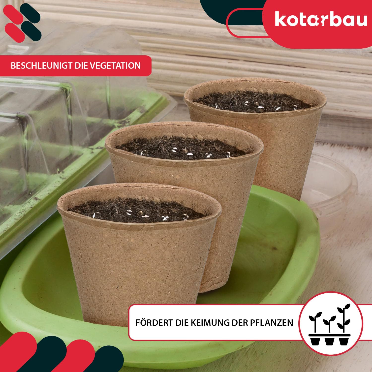 KOTARBAU® - Vasetti di torba biodegradabili, vasi in torba, 60 pezzi, 6x6 cm