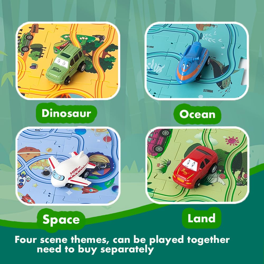 Pista Macchinine per Bambini DIY Pista del Puzzl DIY Rotta Gioco Giocattolo Educativi Regalo Giochi Bambini 2 3 4 5 6 Anni(Terra)