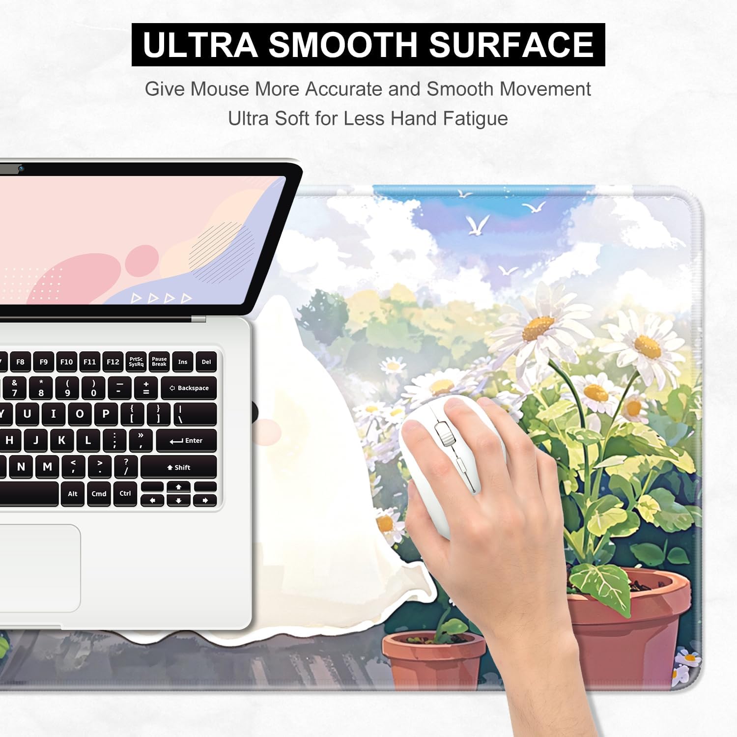 Desk Pad, Large Gaming Mouse Pad, 32" x 16", Cute Ghost image 3